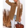 Womens Solid Color Diamond Pocket Casual Buttoned Collared Jacket