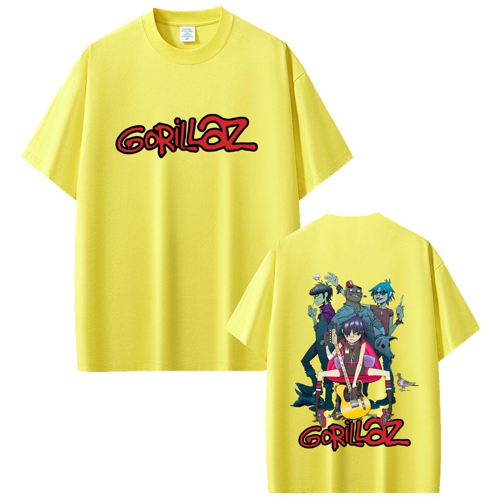 Rock Band Gorillaz Graphic Tshirt Men Women Hip Hop Gothic Pop Music Short Sleeve Male High Quality Soft Cotton Crewneck Tshirt