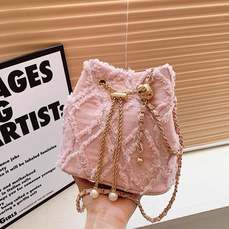 Niche Design damska torba typu crossbody uniwersalna tkanina kwiatowa unikatowa torba na ramię elegancka łańcuszek typu bucket