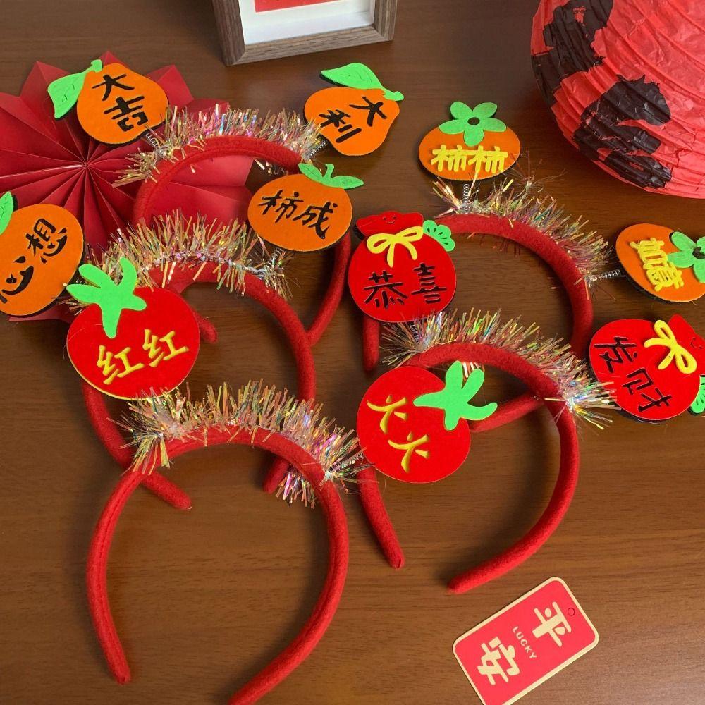 Cartoon 2025 New Year Headband Red Hairband Festive New Year Headwear Prom Props