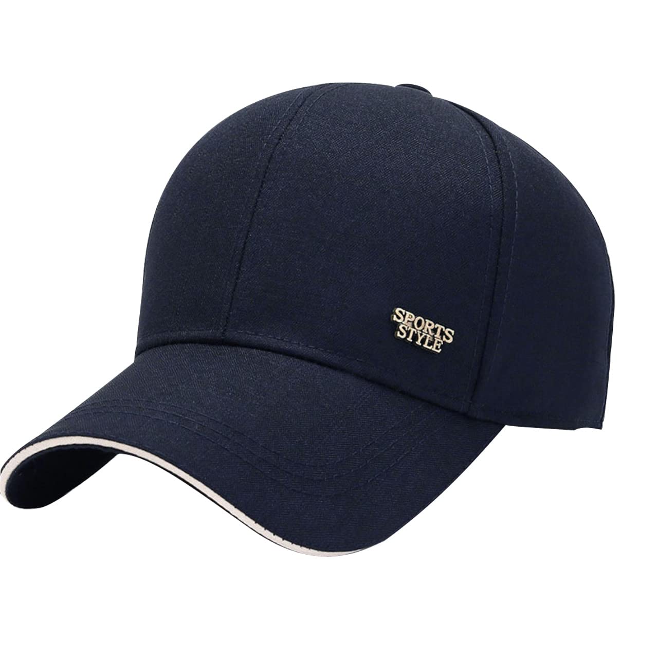 

Cap Logo Brim Line Hat Sports Running Outdoor Men Women CA588 [White Fang] (Navy)