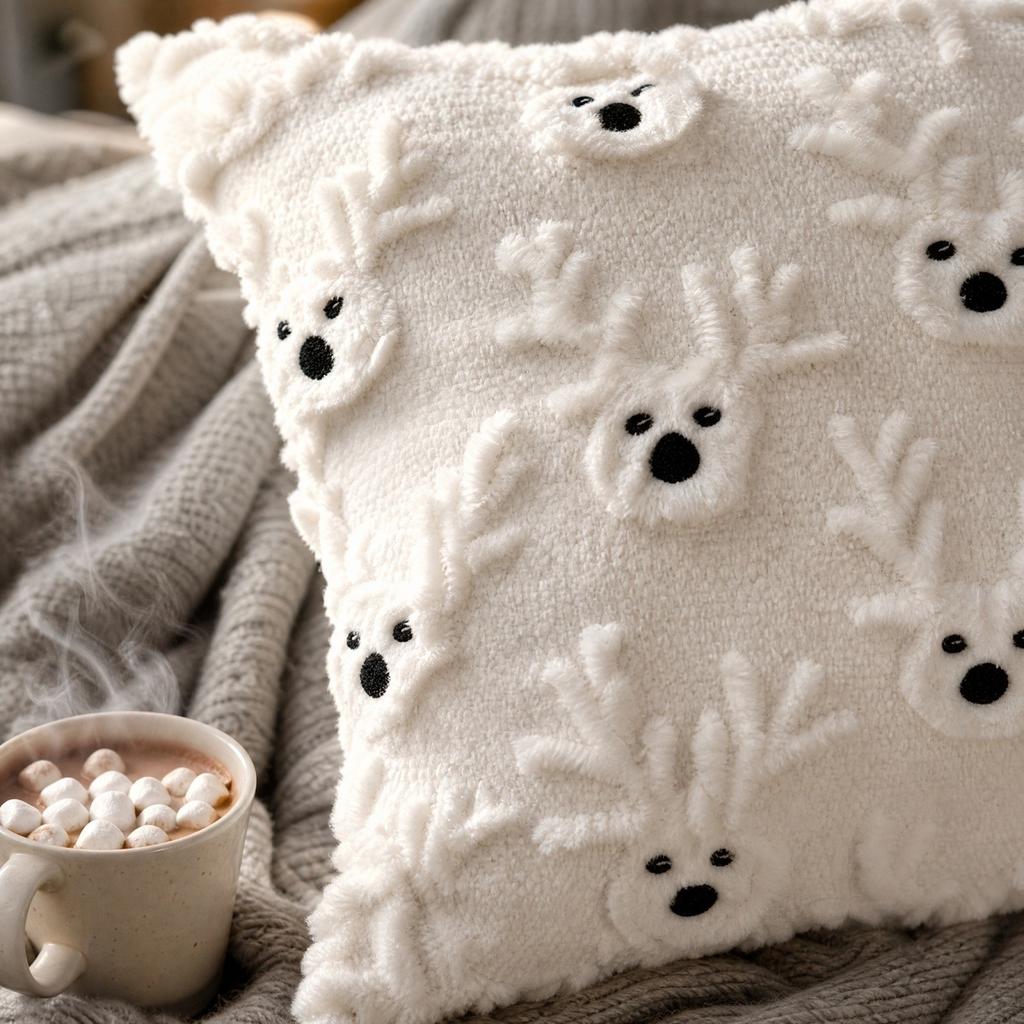 Christmas Cover Quilted Plush Decorative Throw Case 1818 Inches for Holiday Home Decor