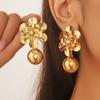 Cross Border Metal Style Simple Flower Pearl Earrings Fashionable Light Luxury Earrings Exaggerated Earrings