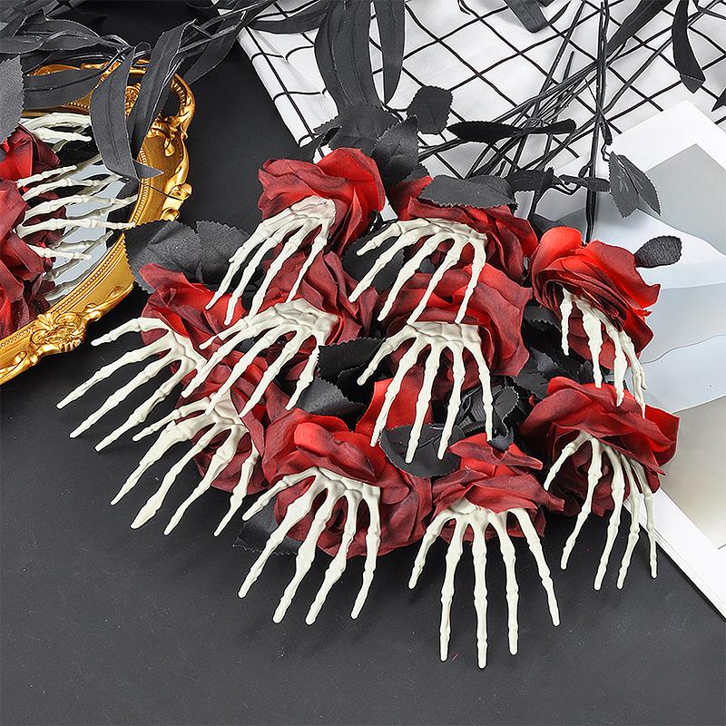 1PC Halloween Decorations Gothic Table Centerpiece Outdoor Decoration Roses with Hand Bones Halloween Multiple Options Available