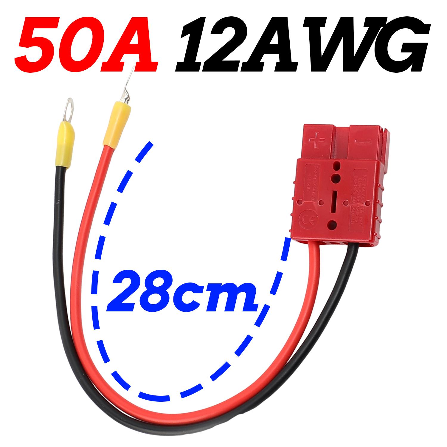 50A Battery Power Connector Quick Disconnect Plug 1000V DC High Current for Forklift Warehouse Truck Trailer 12AWG Wire Cable