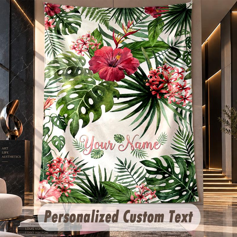 Tree Life Seasons Theme Wall Tapestry Customized With Name Text Personalized Hanging Tapestry For Bedroom Living Room Decor