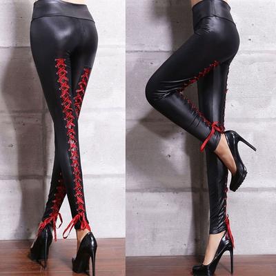 Fashion Clothes Sexy Women Matte High Waist Tight Imitation Leather Pants