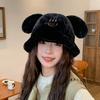Puppy ears plush bucket hat female winter cute student versatile small face thickened warm basin hat