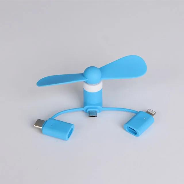 3 IN 1 Travel Cell Phone Mini Fan Cooling Cooler for Android Type-c Micro USB Table Fan Fan Portable Rechargeable Handheld Fans