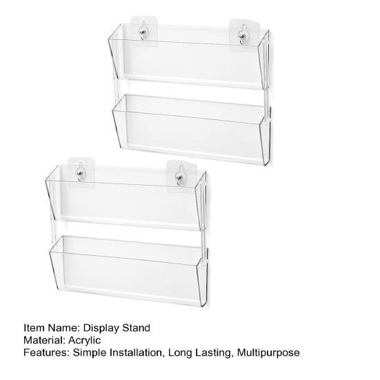 2/4Pcs Acrylic Brochure Pamphlet Holder Large Capacity Easy To Install Transparent Wall-Mounted Brochure Display Stand