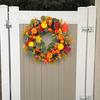 Fall Pumpkin Wreath Front Door Autumn Maple Leaf Harvest Realistic Simulation Wreath Indoor Outdoor Thanksgiving Home Decor