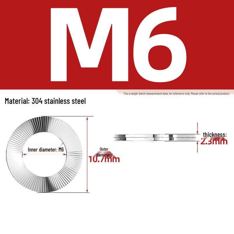 DIN25201 304 Stainless Steel Self-Locking Double Stack Washer, 65Mn Manganese Anti-Loosening, Double-Sided Tooth Layer.