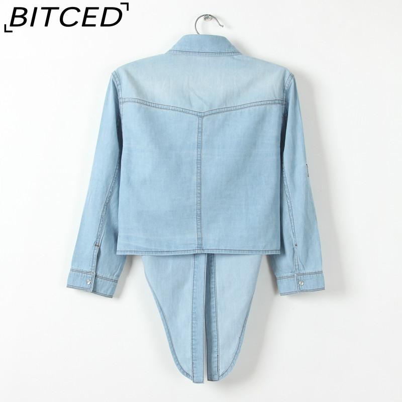 BITCED Tie-Knot Mid-Sleeve Short Cape Denim Shirt for Women Lightweight Short Jacket