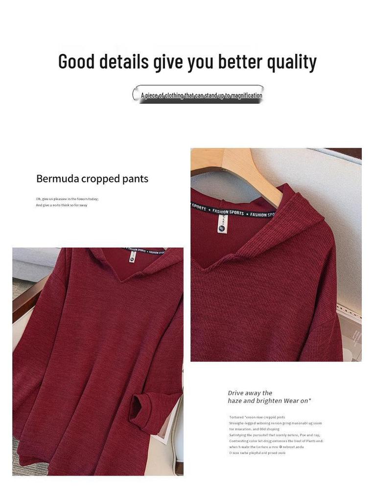 Women's Retro Minimalist Plus Size Knit Hooded Pullover - Versatile Autumn Outerwear