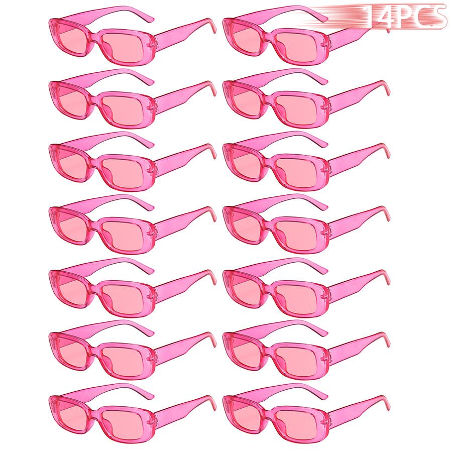 14 PCS Small Rectangle Sunglasses For Women Men Vintage Designer Square Sun Glasses Anti-glare UV400 Eyewear