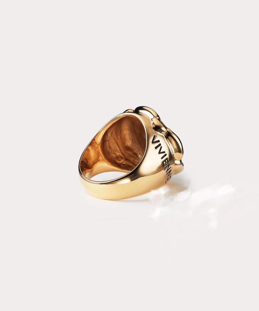 Gilt Copper Cloisonné Enamel Tudor Rose Ring Inspired by Empress Dowager Cixi's Vintage Style
