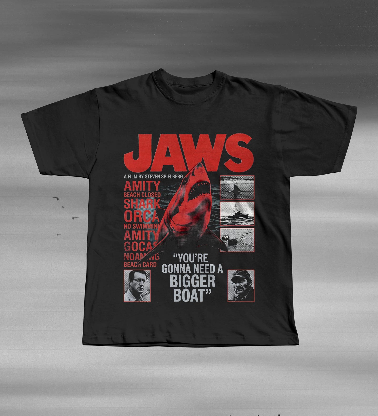 Jaws Movie Shirt, Vintage Shark Horror Tee, 1975 Classic Film Lover Gift M