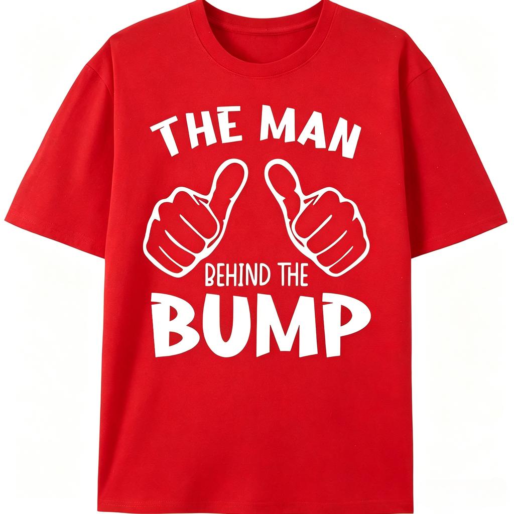 New Daddy Pregnancy Reveal TShirt The Unisex Behind The Bump Two Thumbs Hand Print Unisex Expecting Father Daily Wear Tops