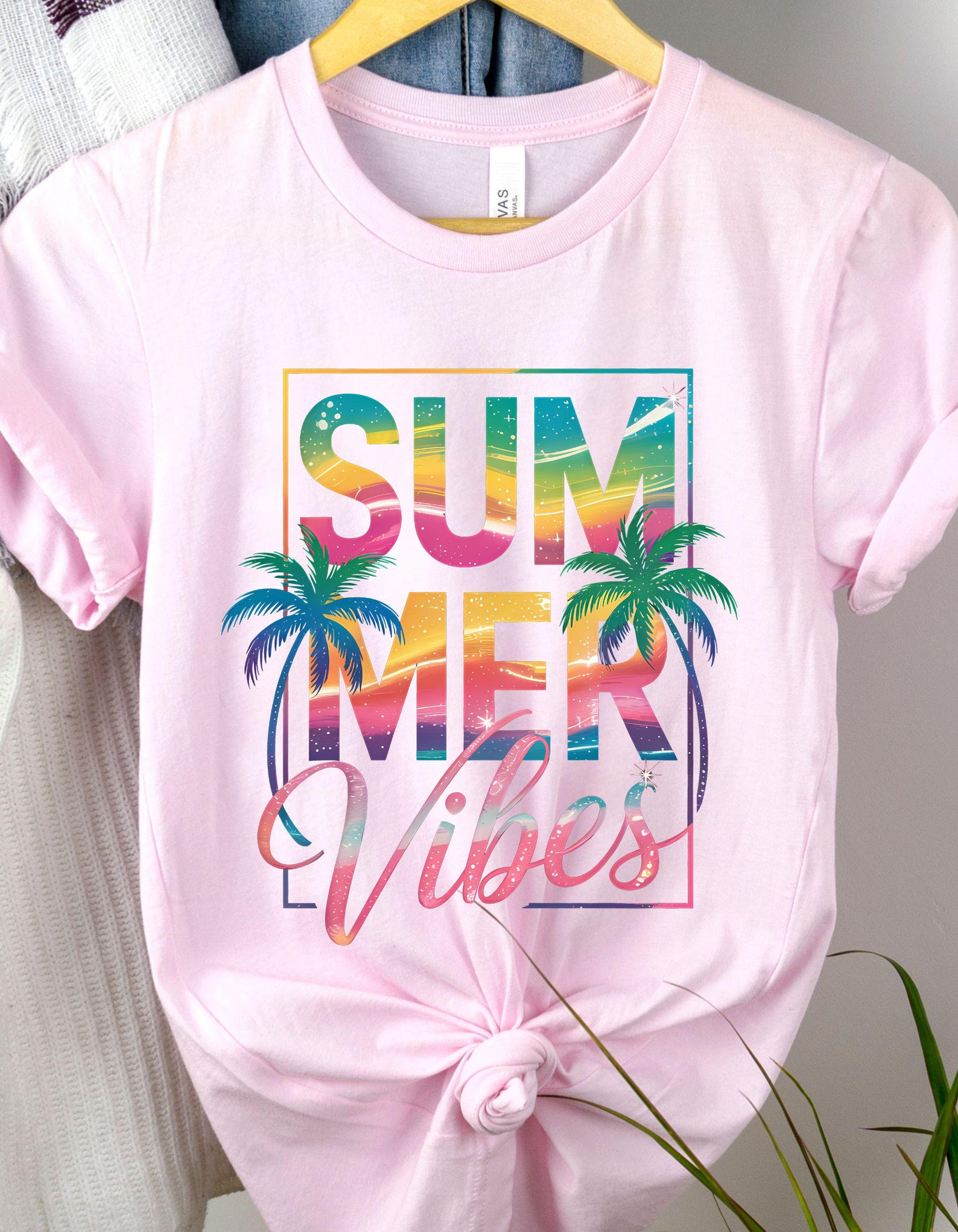 Summer Vibes Unisex Jersey Tee, Comfortable Casual T-Shirt, Beach Wear, Summer Fashion, Gift for Her/Him, palm trees, gift for friend S