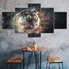 Tiger Face Abstract Art 5 Piece Five Panel Wall Canvas Print Modern Poster Picture Home Decor Gift For Him For Her