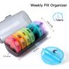 Pill Container Dispenser 2 Times a Day 7 Day Pill Case Round Travel Medicine Organizer Large Daily for Vitamins Medications