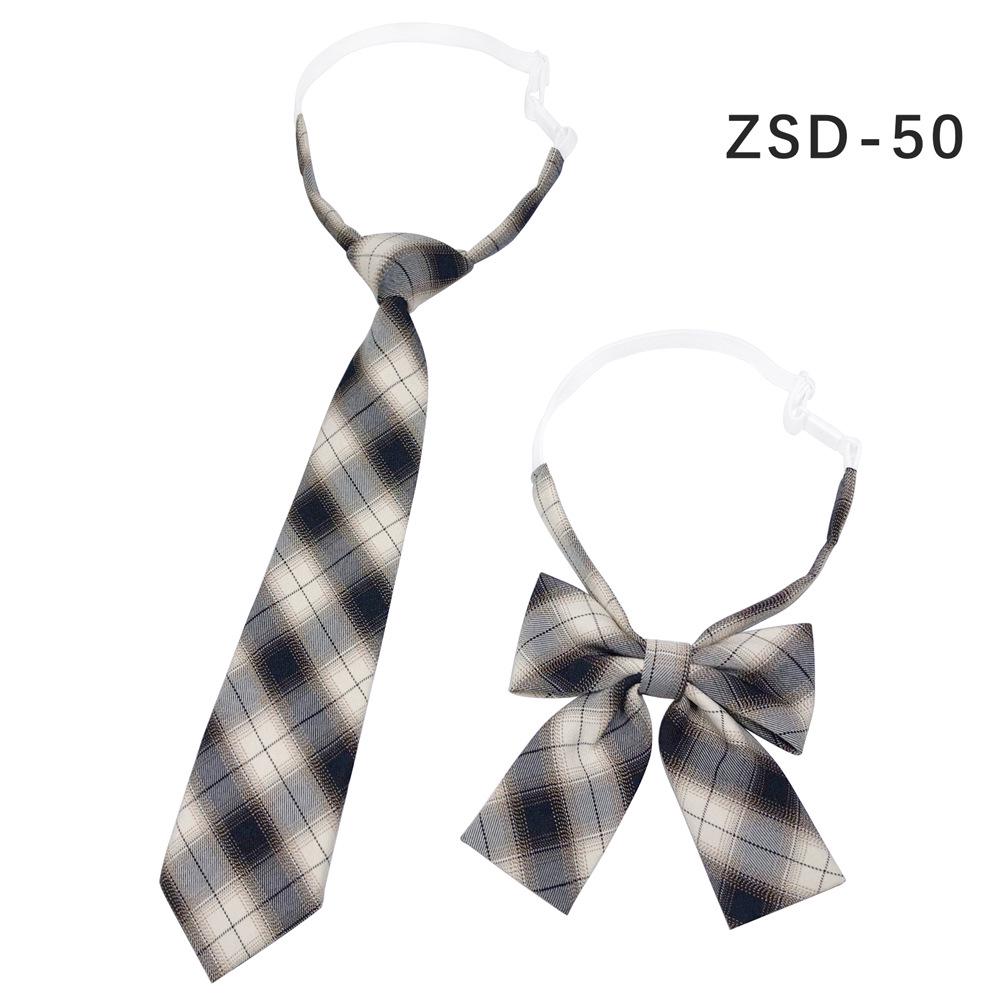 Unisex JK Collar Plaid Bowknot Flower Set - Polyester Cotton Student Uniform Accessory