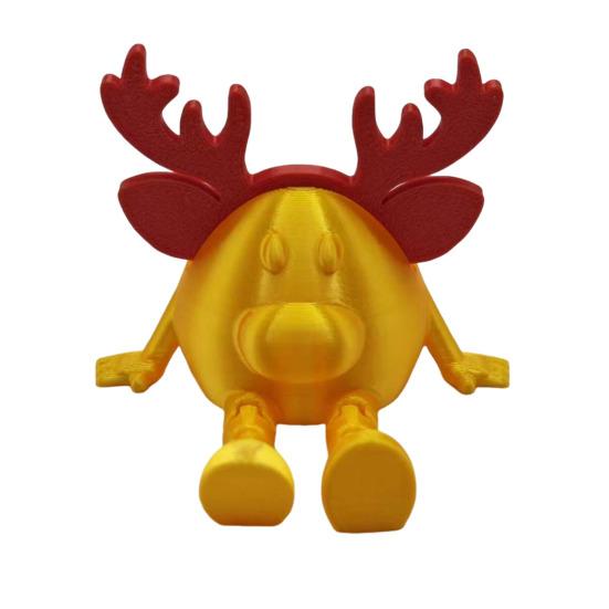 

3D Printed Christmas Reindeer Figurine Xmas Elk Ornament Fidget Toy with Movable Joints Articulated Deer Model Car Dashboard Decoration золотистый