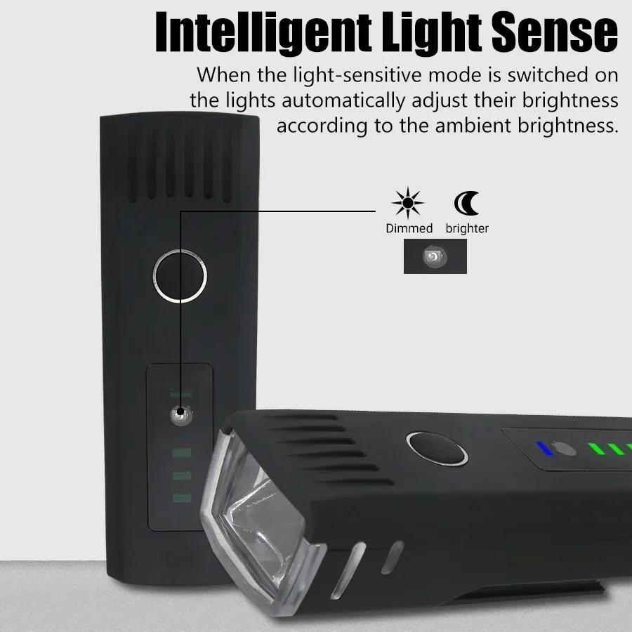 1200MAh Rechargeable Bike Light Set Headlight & Rear Taillight, Waterproof Cycling Lights for Night Riding Mountain/Road Bikes