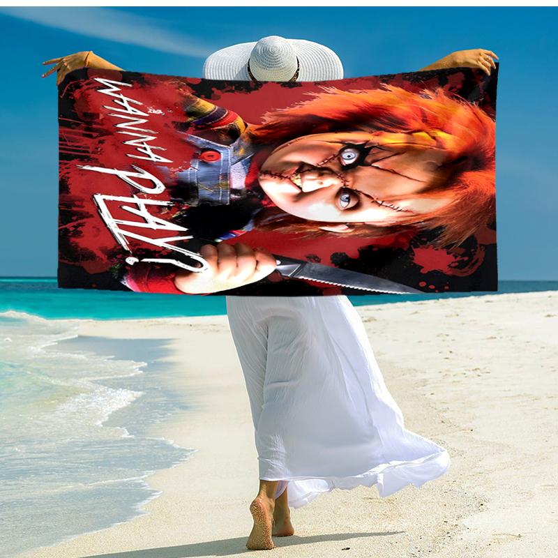 1pc Chucky3 Beach Towel, Comfortable and Thick, and Swimming/Bath/Picnic/Camping Towel, Suitable for Seaside Beaches