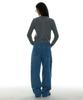 PARTIMENTO WOMEN Asymmetrical Pocket Work Jeans_Light Blue