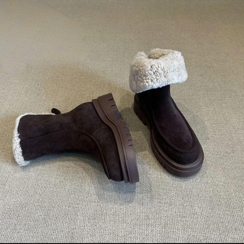 Snow boots winter new warm fashion versatile velvet thickened zipper stitching can be worn twice cotton shoes snow