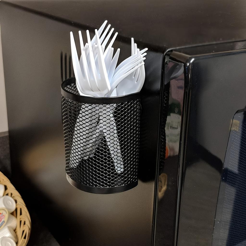 1pc Magnetic Iron Storage Basket for Refrigerator - Semi-Circle Pen Holder & Organizer for Home and Office, Storage Box
