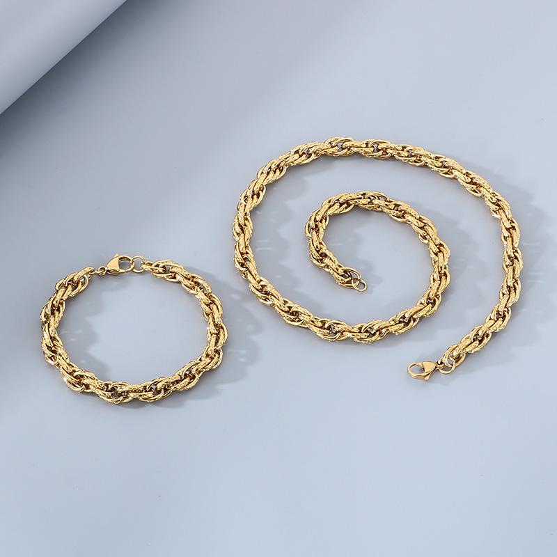 KALEN Stainless Steel Twisted Chain Bracelet For Women Men Rock Thick Patterned Loop Necklace Gold Color Trend Jewelry Gift