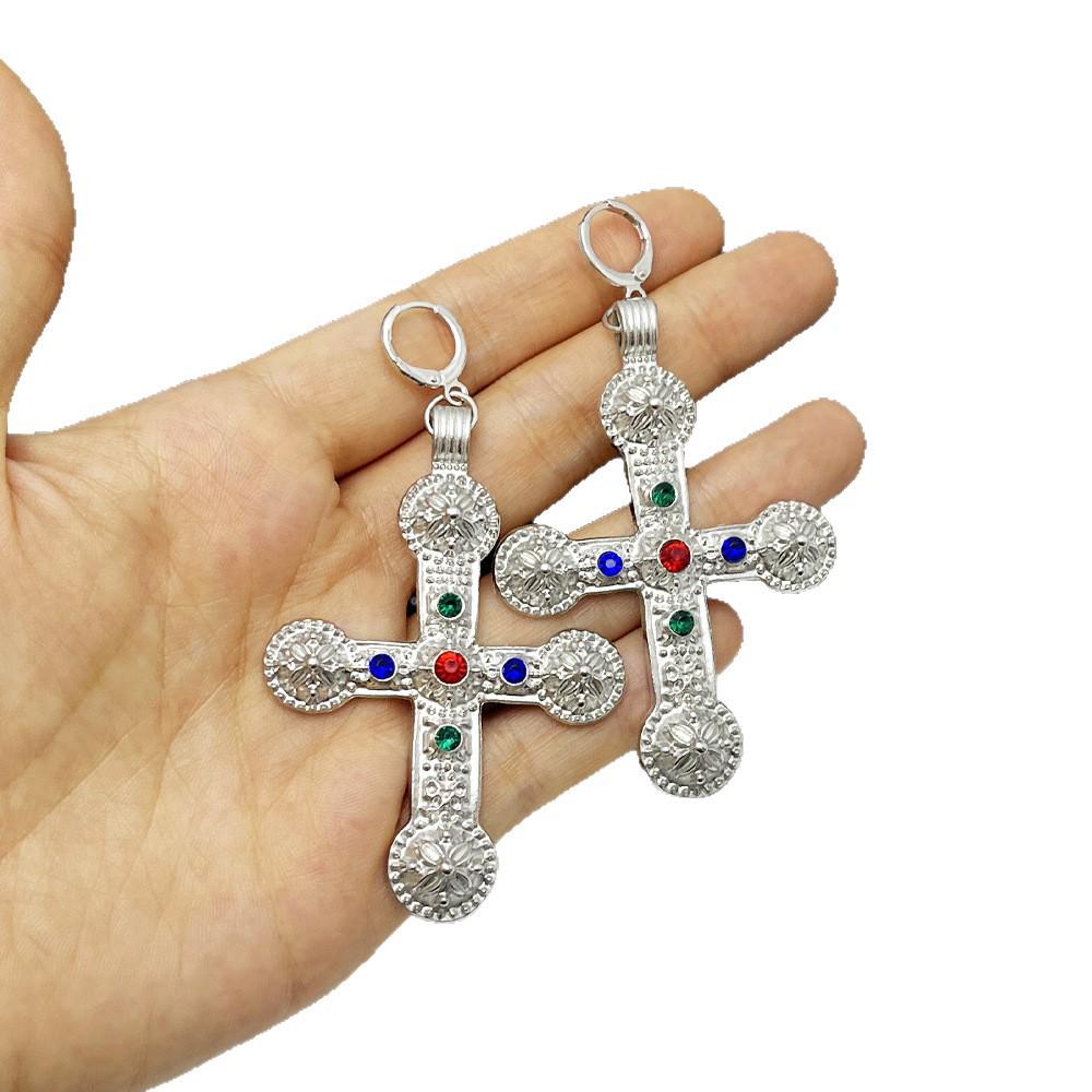 Retro French Cross Earrings: Light Luxury Fashion, European-American Style, Trendy Niche Personality