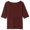 Damen V-Ausschnitt Slim Fit Kurzarm T-Shirt