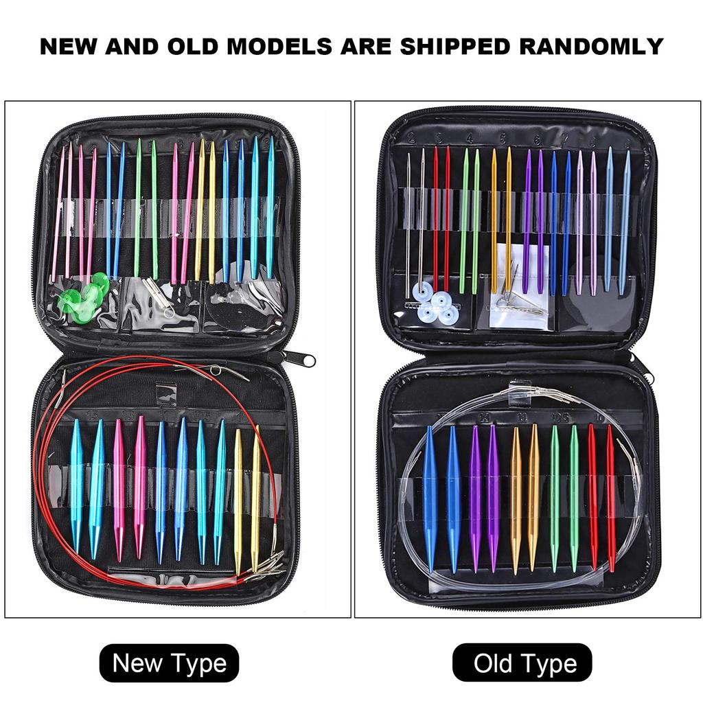 Circular Needle Knitting Knitting Aluminum Knitting Handmade Set with PU Knitting Needles and Knitting Needles Set, Set, Needles, Needles, Anti-rust,