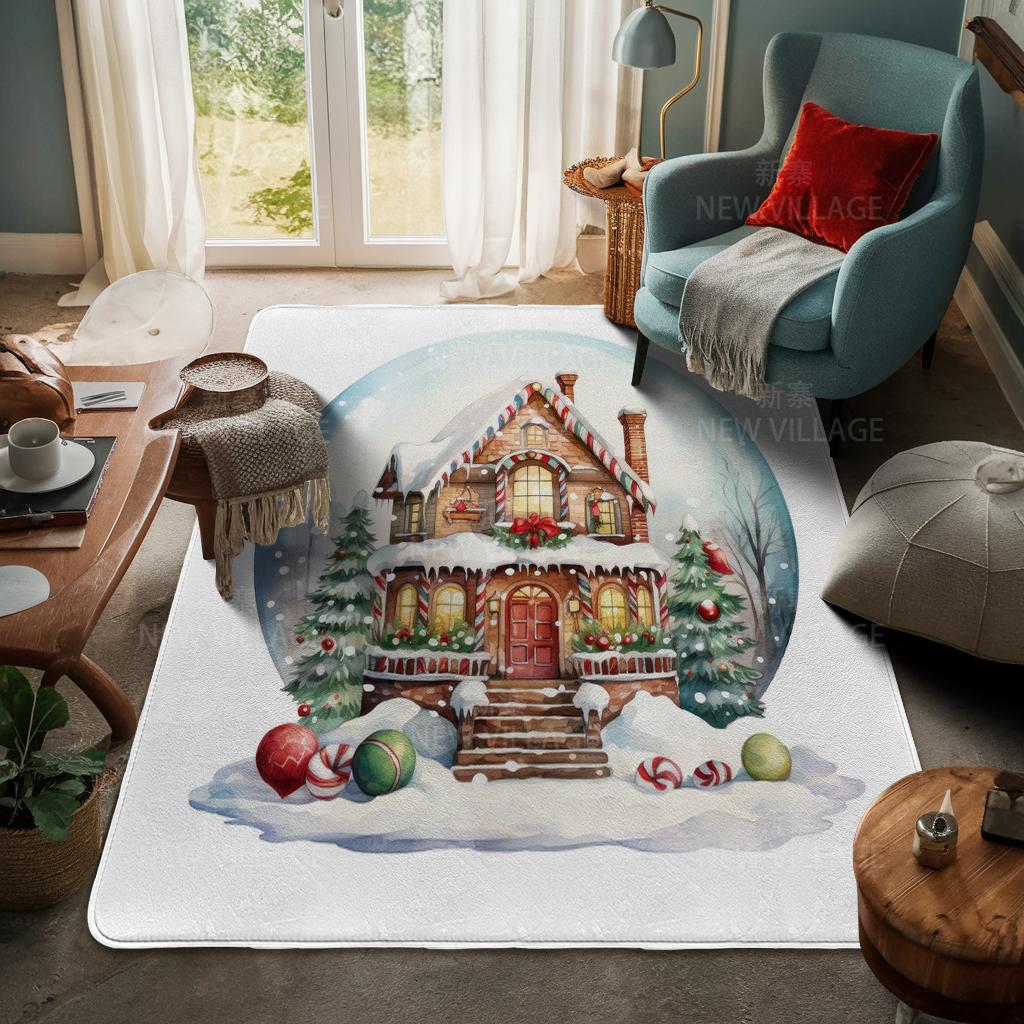 House Entrance Carpet Home Door Mat Living Room Bath Foot Bathroom Non-slip Water Absorption Rugs Bath Merry Christmas Winter