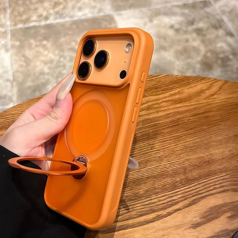 Luxury Magnetic Metal Car Stand Holder Ring Phone Case For iPhone 17 16 15 14 13 Pro Max 17Pro Air For Magsafe Bumper Back Cover