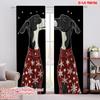 2pcs,2D Plane Printing Minimalist Curtains Black Dogs Snowflakes Sweater (4) 100% Polyester (without Rod) Outdoor Decorations