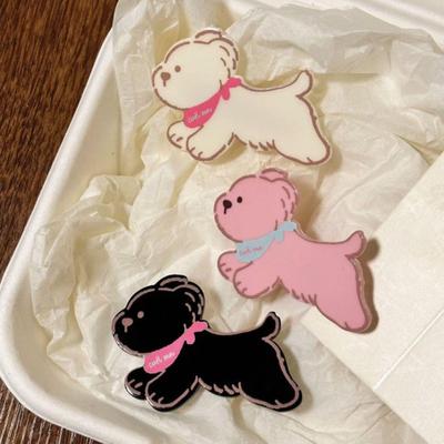 2Pcs Girl Hairpin Acrylic Color Matching Puppy Shape Hair Clips Lightweight Side Bang Hair Pins Hair Styling Accessories