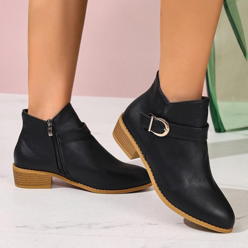 Large Size Martin Boots Women's Autumn and Winter Chelsea Boots Women's Side Zipper Cotton Shoes Women's