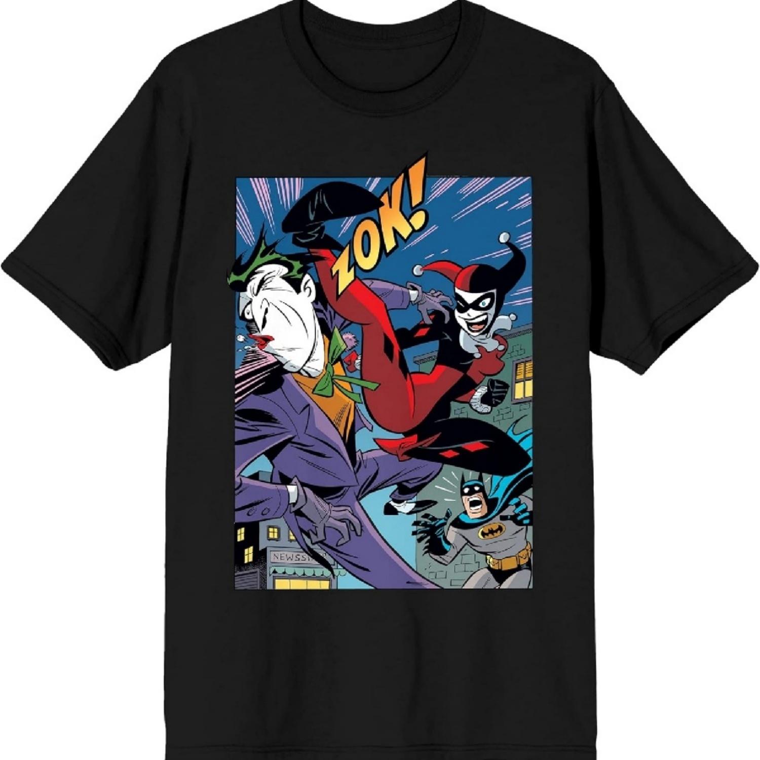 Мужская черная футболка с графическим принтом Харли Квинн и Джокера из комиксов DC S