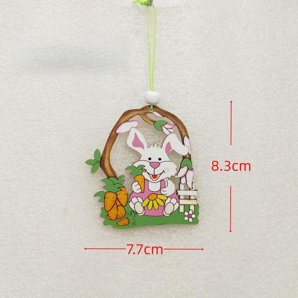 Osterhase dekorativer Anhänger, Hase Blume Holzchip Anhänger, Osterhase Holzkunst