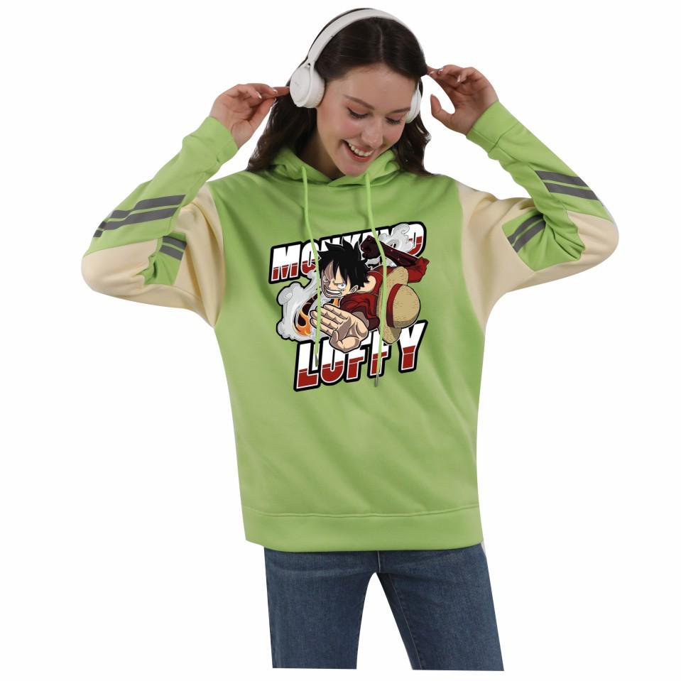 One Piece Pirate King Men's and Women's Color Block Fleece Hoodie - Autumn/Winter
