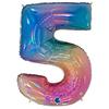 Aluminum Number Balloon - GRABO - F815RH-P - Multicolored Holographic - 102 Cm (40") - Refillable Air/helium
