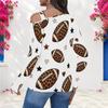 Women Plus Size Asymmetric Cutout Neck Cold Shoulder Long Sleeve Leopard Cherry Printed White Fitted Top