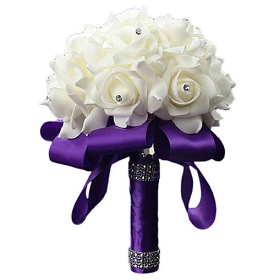 

1 букет Свадьба Невеста Подружка невесты Декор стразами Пена Искусственный цветок фиолетовый