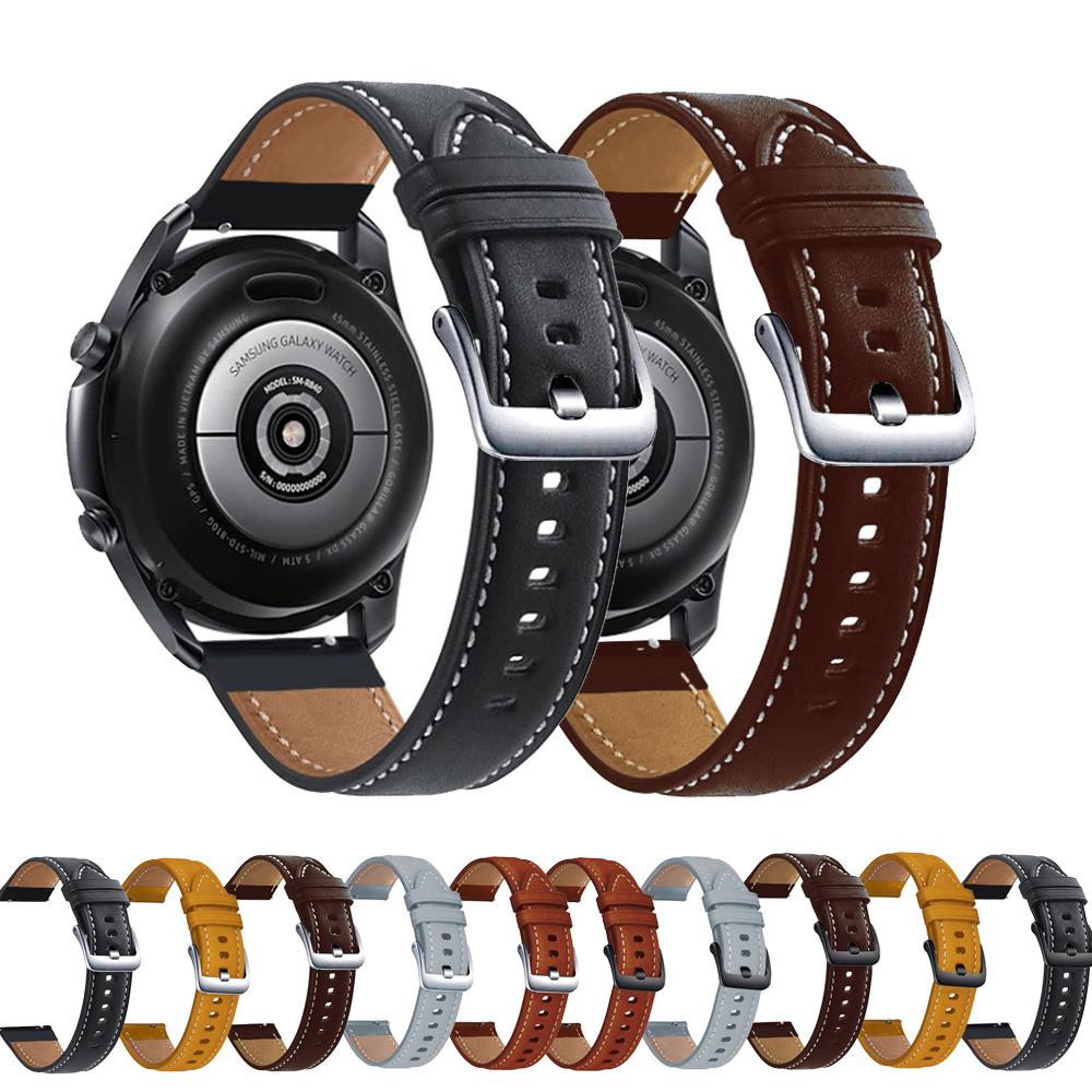 22mm Leather Strap For Samsung Galaxy Watch 46mm SM-R800 Watch 3 45mm SM-R840 Gear S3 SM-R760 SM-R770 Band Bracelet Watchband