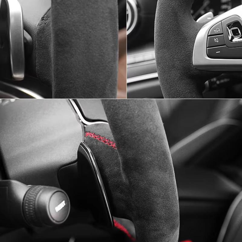 Car Steering Wheel Cover For Tesla Model 3 Y 2017- ized Carbon Fiber Suede DIY Steering Wrap Car Interior Accessories