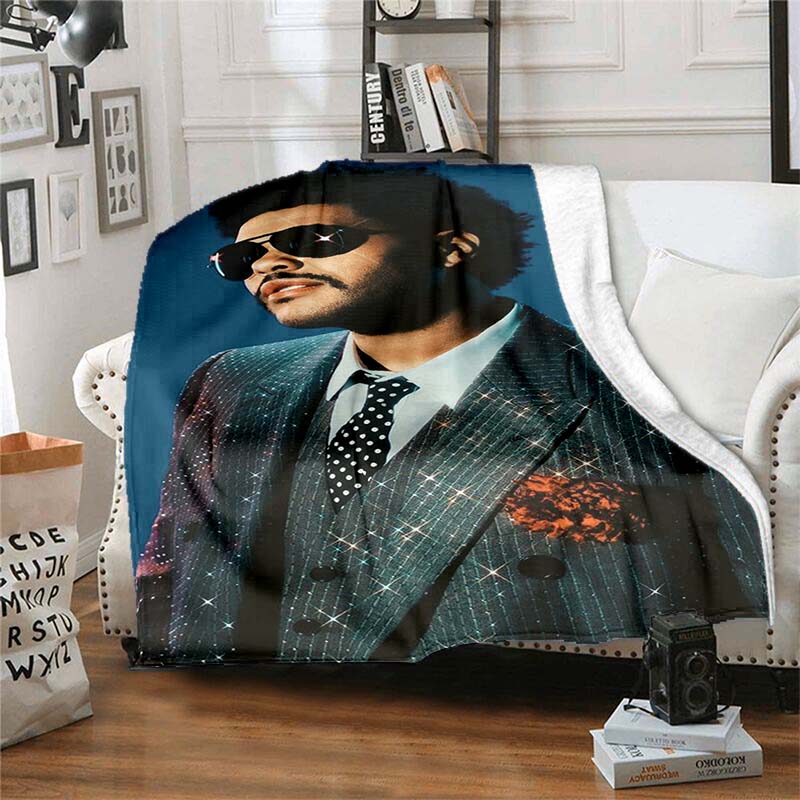 The customizable T-The Weeknd flannel soft blanket is suitable for home, bedroom, bed, sofa, travel, and children's use.